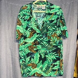 Tropical Leaf Print Men's Casual Shirt